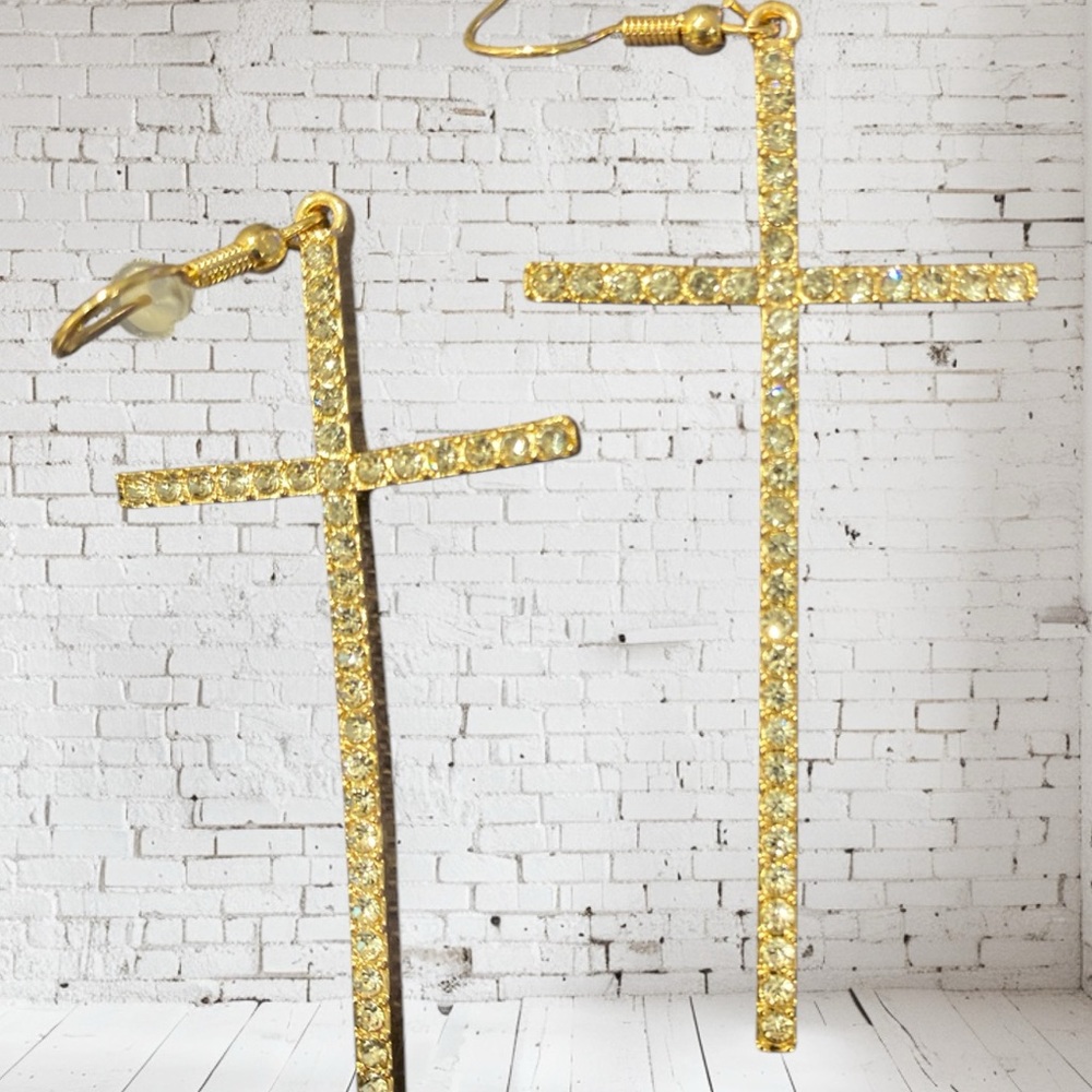 Frenchwire cross earrings